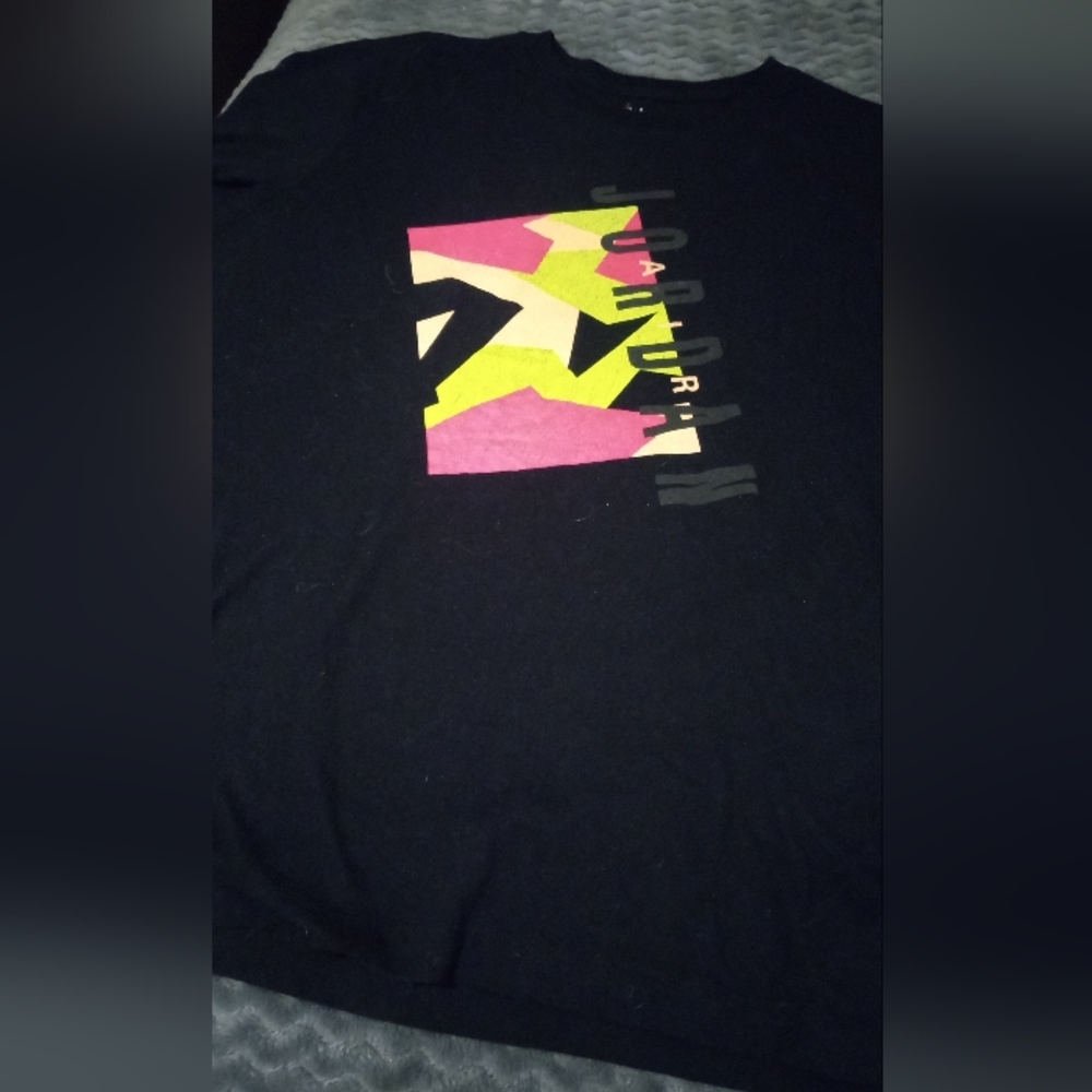 Jordan Black Tee with Neon Graphic